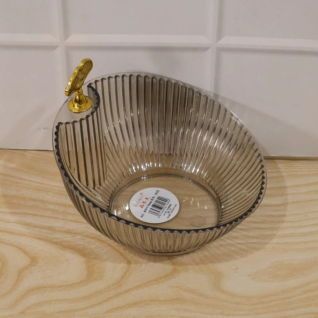Premium Plastic Decorative Fruit Bowl With Gold Accent For Dining Table (1 Pc)