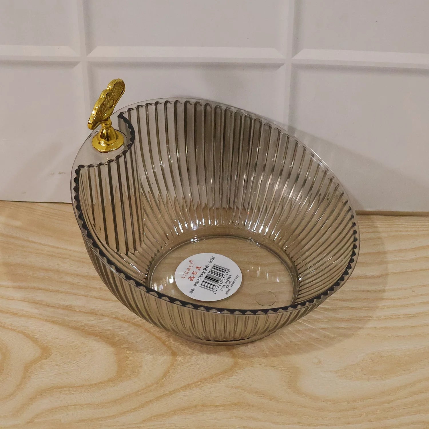 Premium Plastic Decorative Fruit Bowl With Gold Accent For Dining Table (1 Pc)