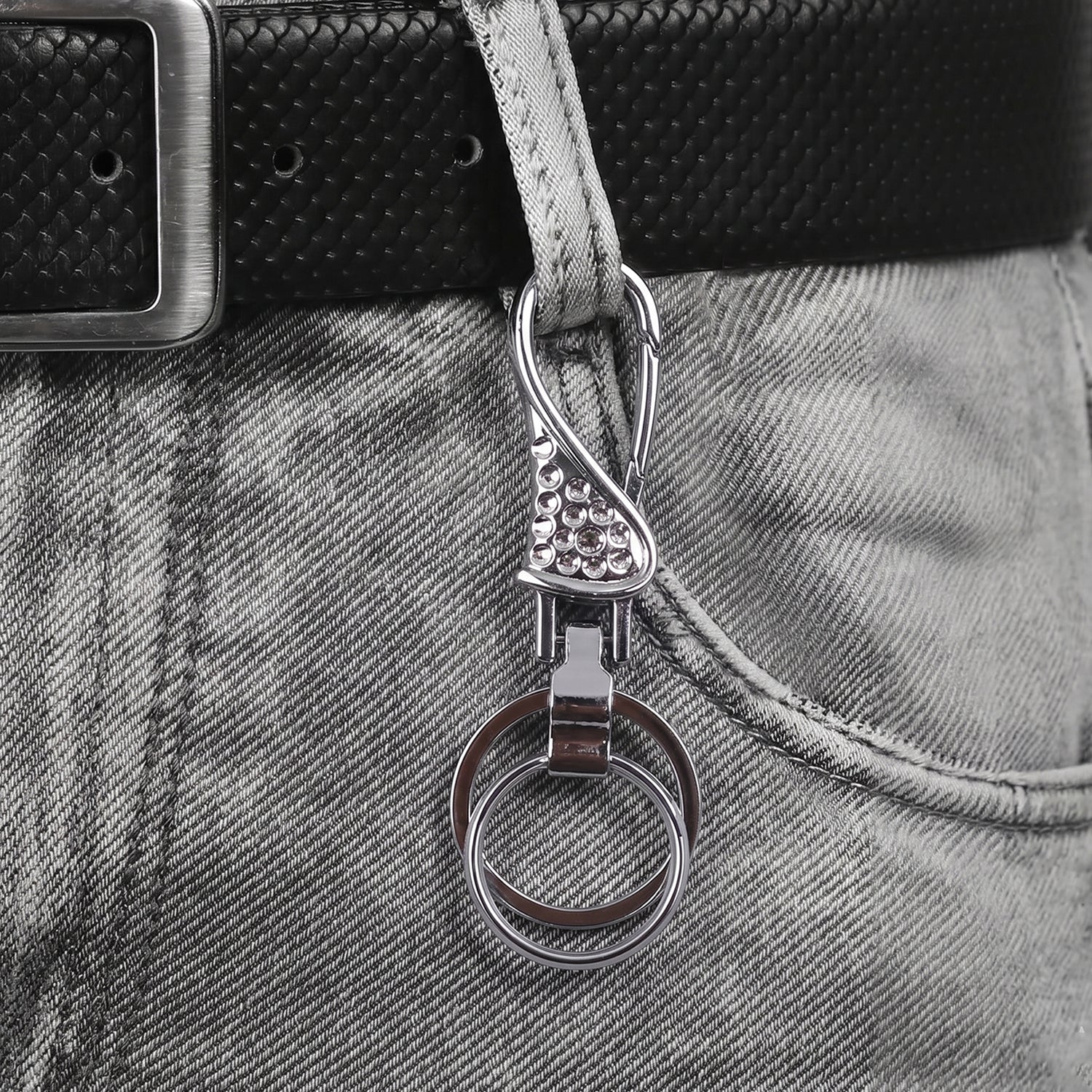 Metal Heavy Duty Key Holder Keychain With Swivel Hook And Double Key Rings (1 Pc)