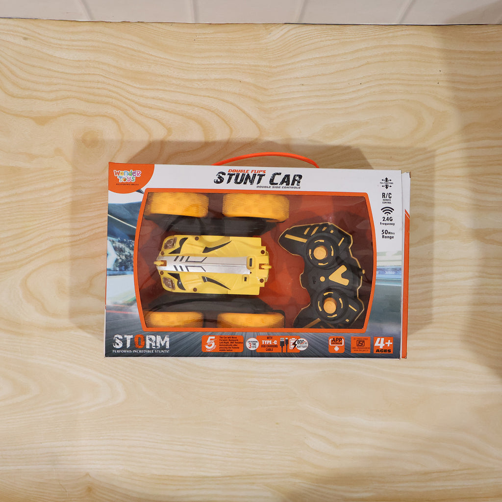 Remote Control Double Flip Stunt Car Rechargeable Rc Toy For Kids Play (1 Pc)