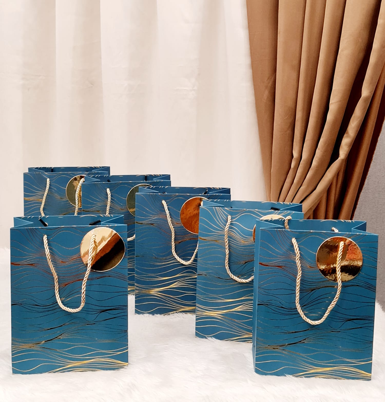 Random Colour Small Size Paper Bag With Handle 23 x 18 x 10 cm Gift Paper bag, Carry Bags, gift bag, gift for Birthday, gift for Festivals, Season's Greetings and other Events - Image 1