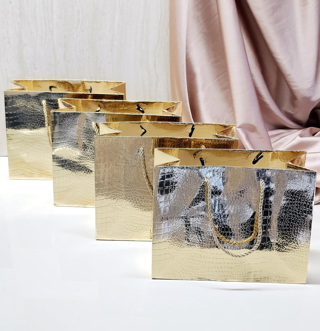 Big Size Shiny Paper Bag Gift Bags with Handle Gift Paper bag, gift For Gifting, marriage, Return Gifts, Birthday, Wedding, Party, Season's Greetings (Big, Golden) - Image 1