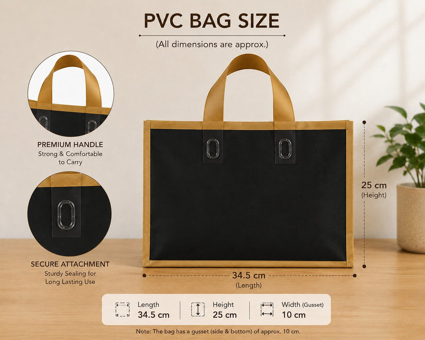 pack of 25pcs Premium Plastic  Frosted Gift Carry Bag with Handle – Black, White & Green | 35×25×10 cm