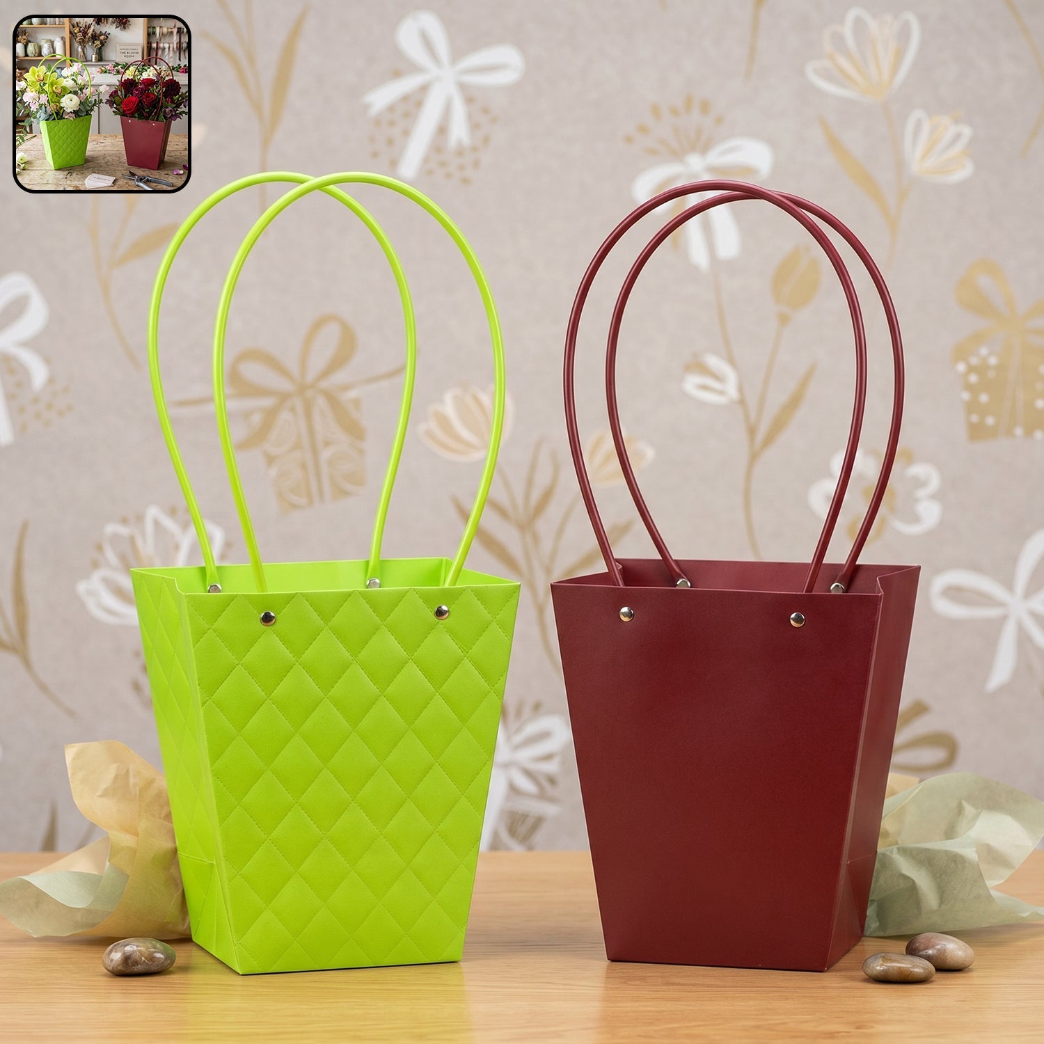 Stylish Foldable Flower Packaging Bag With Handle For Bouquet And Gifting (1 Pc)