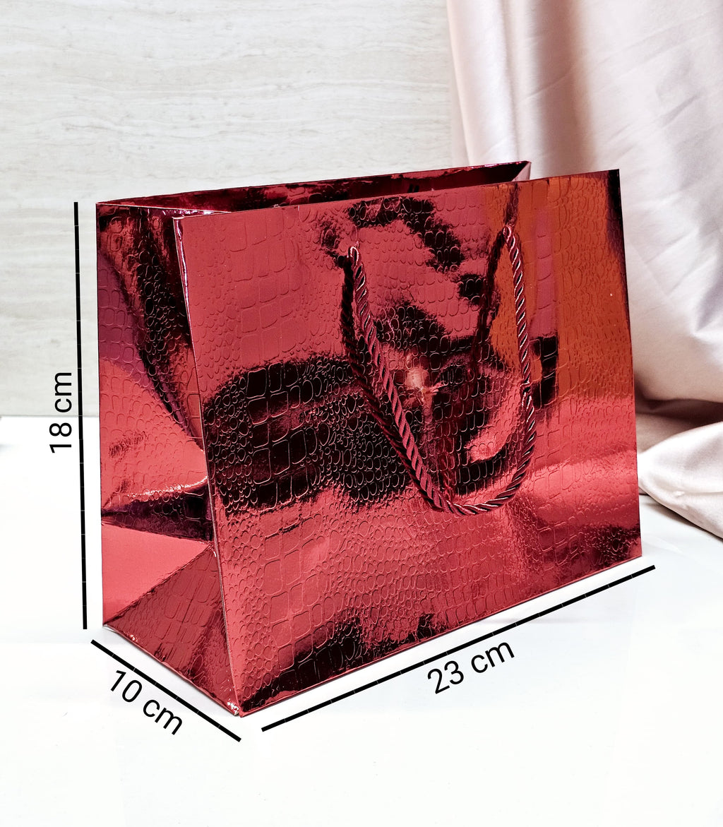 Small Size Shiny Paper Bag Gift Bags with Handle Gift Paper bag, gift For Gifting, marriage, Return Gifts, Birthday, Wedding, Party, Season's Greetings (Small, Red) - Image 2