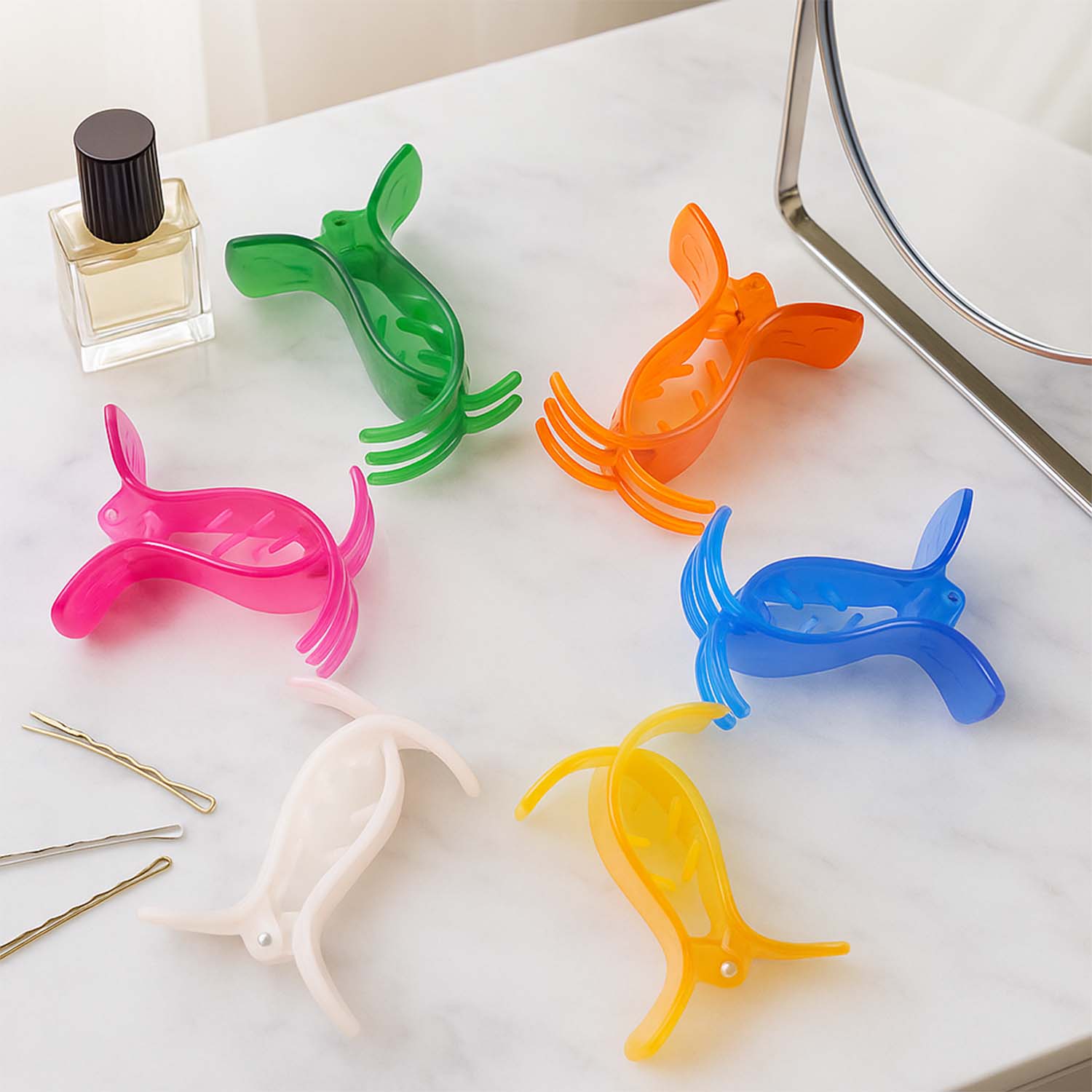 Mini Hair Claw Clips For Girls  6 Pc Colorful Small Hair Clamps