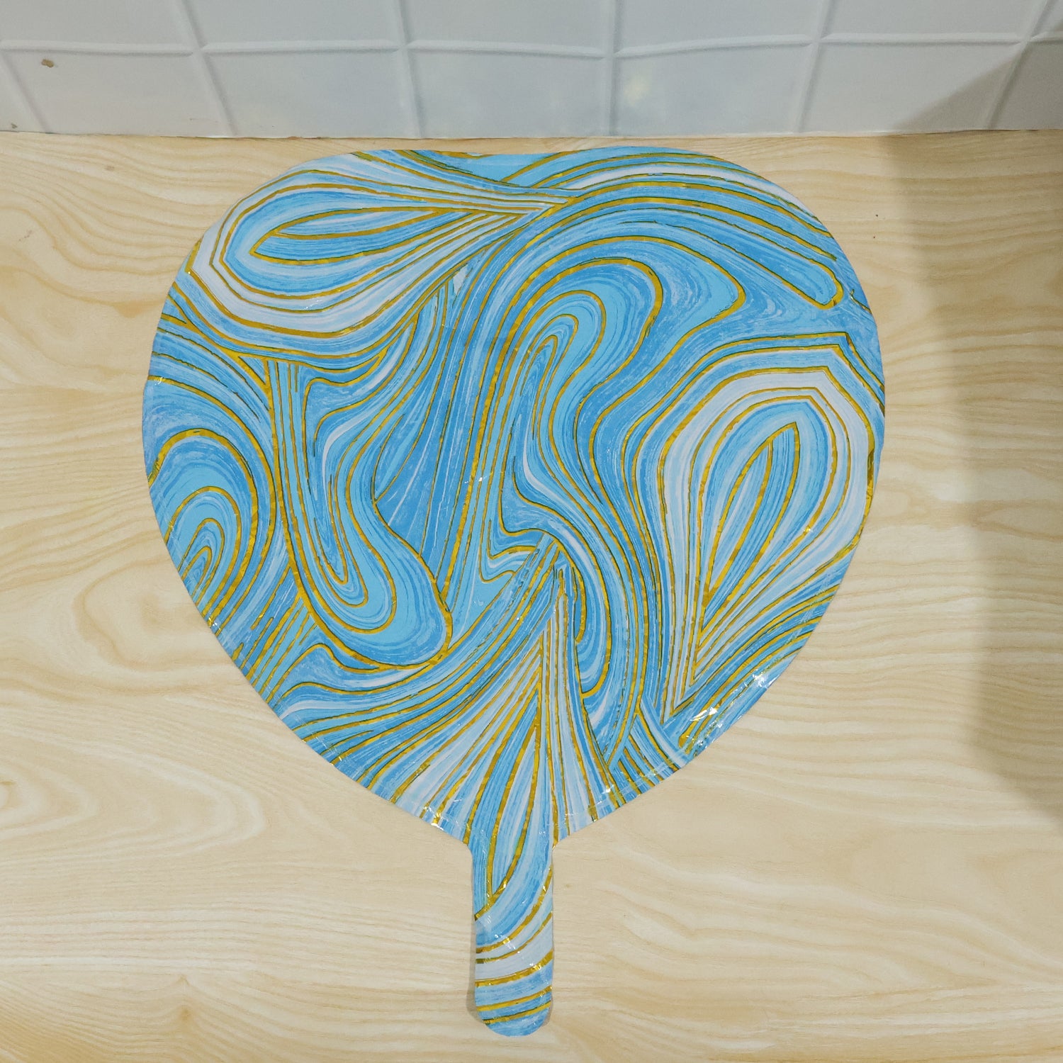 Blue Marble Heart Foil Party Balloon (1 Pc)