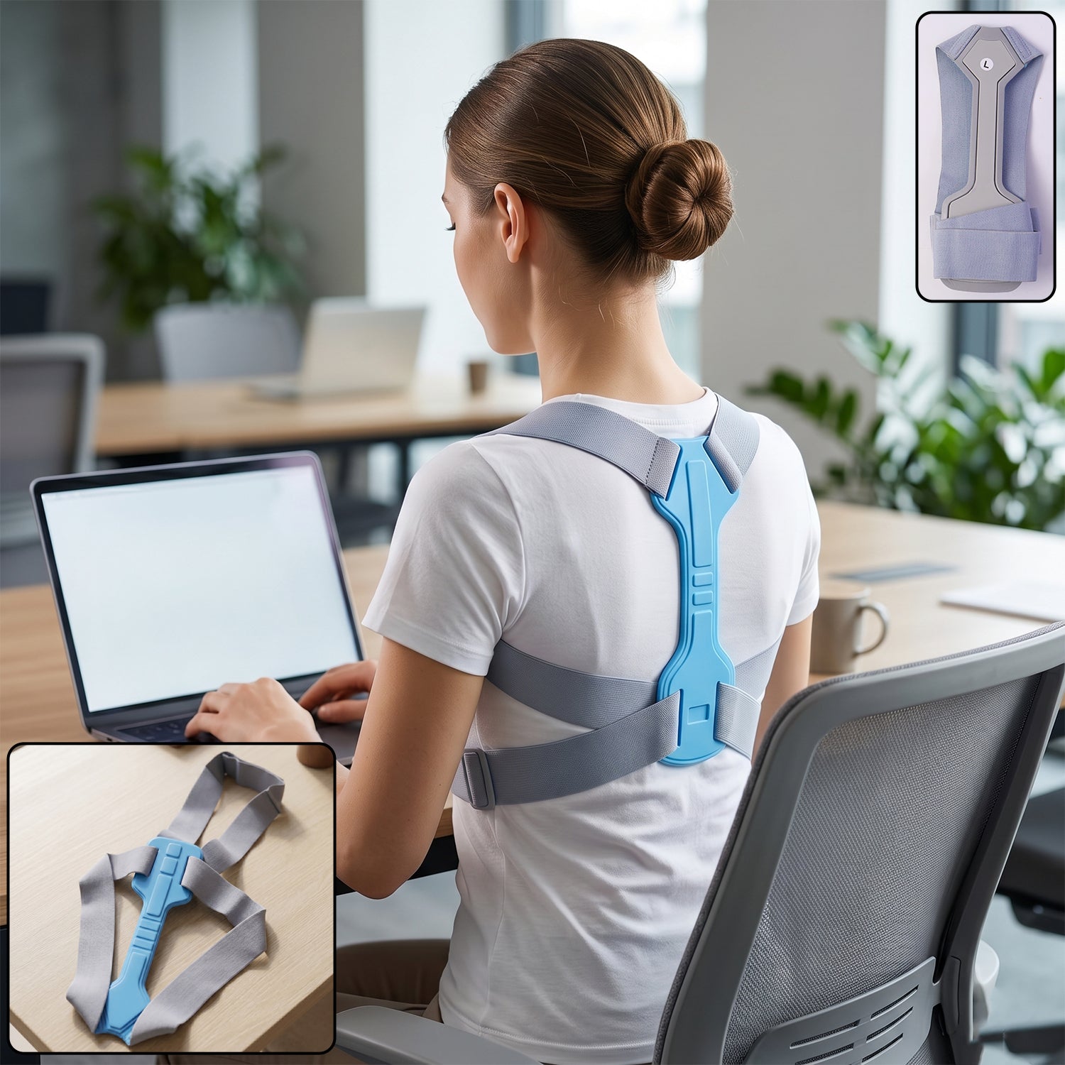 Ergonomic Adjustable Back Posture Corrector Support Belt (1 Pc Large)
