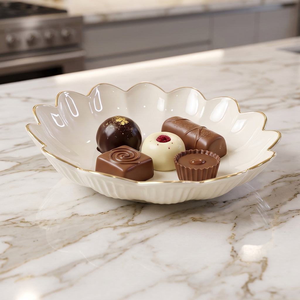 Lotus Flower Decorative Serving Tray Stylish Snack Dry Fruit Platter (1 Pc)