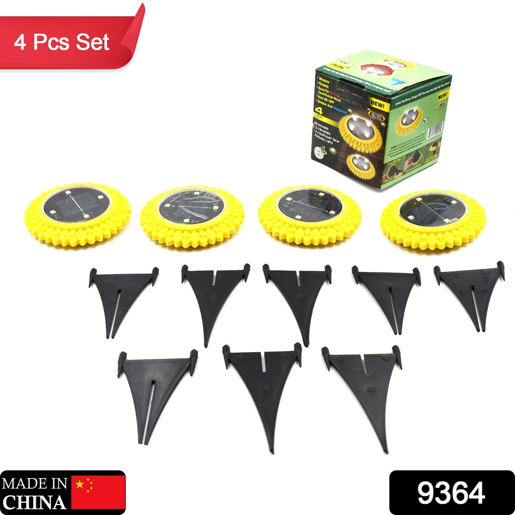 9364 4 Pack Solar Ground Lights Led Solar Powered Disk Lights Outdoor Waterproof Garden Landscape Lighting For Yard Deck Lawn Pathway Walkway Balcony Decoration