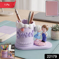Sweet Couple Pen Holder Stand Cute Resin Desk Organizer Pencil Cup (1 Pc)