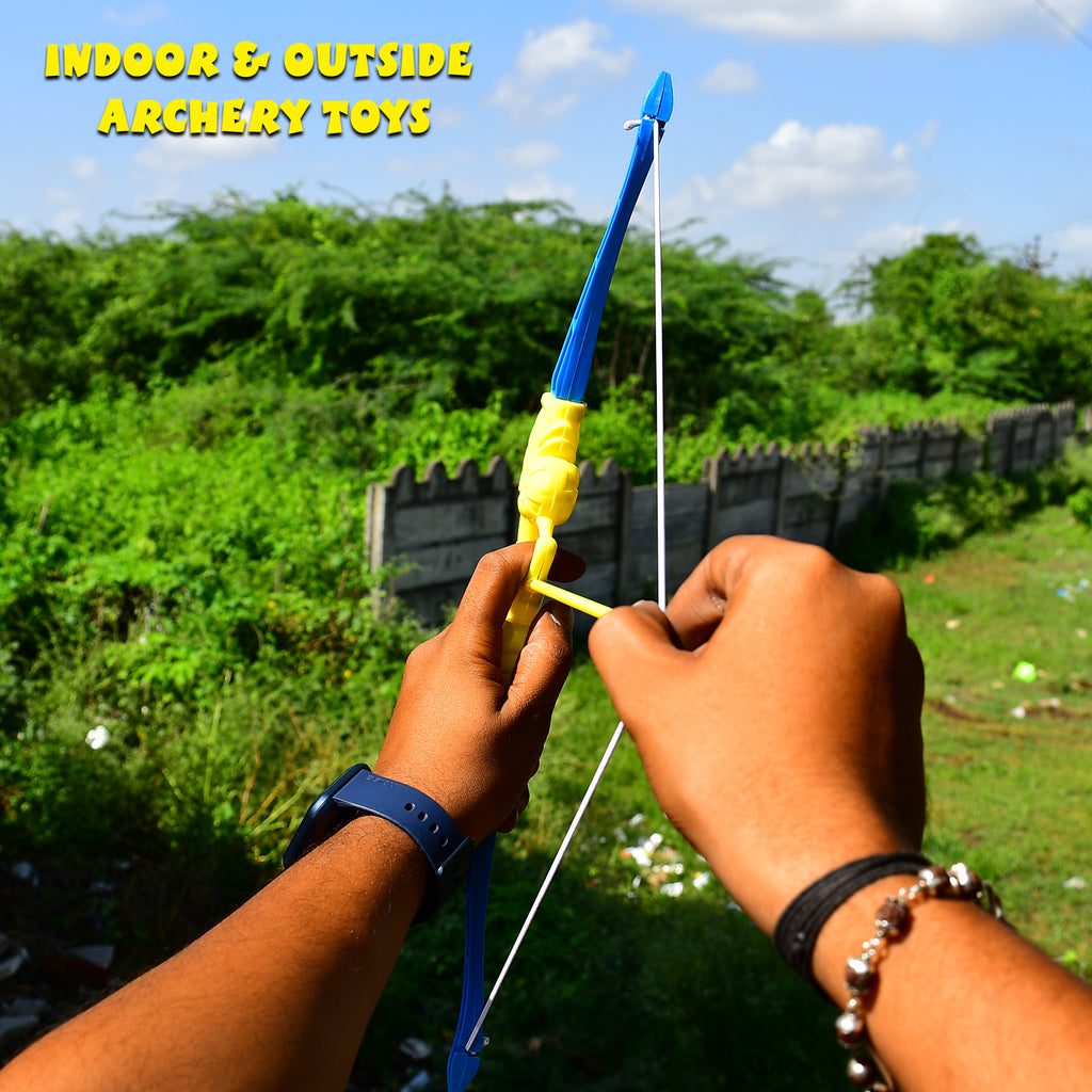 4438 Plastic Archery Bow And Arrow Toy Set With Single Knife And 3pc Arrow And Target Board