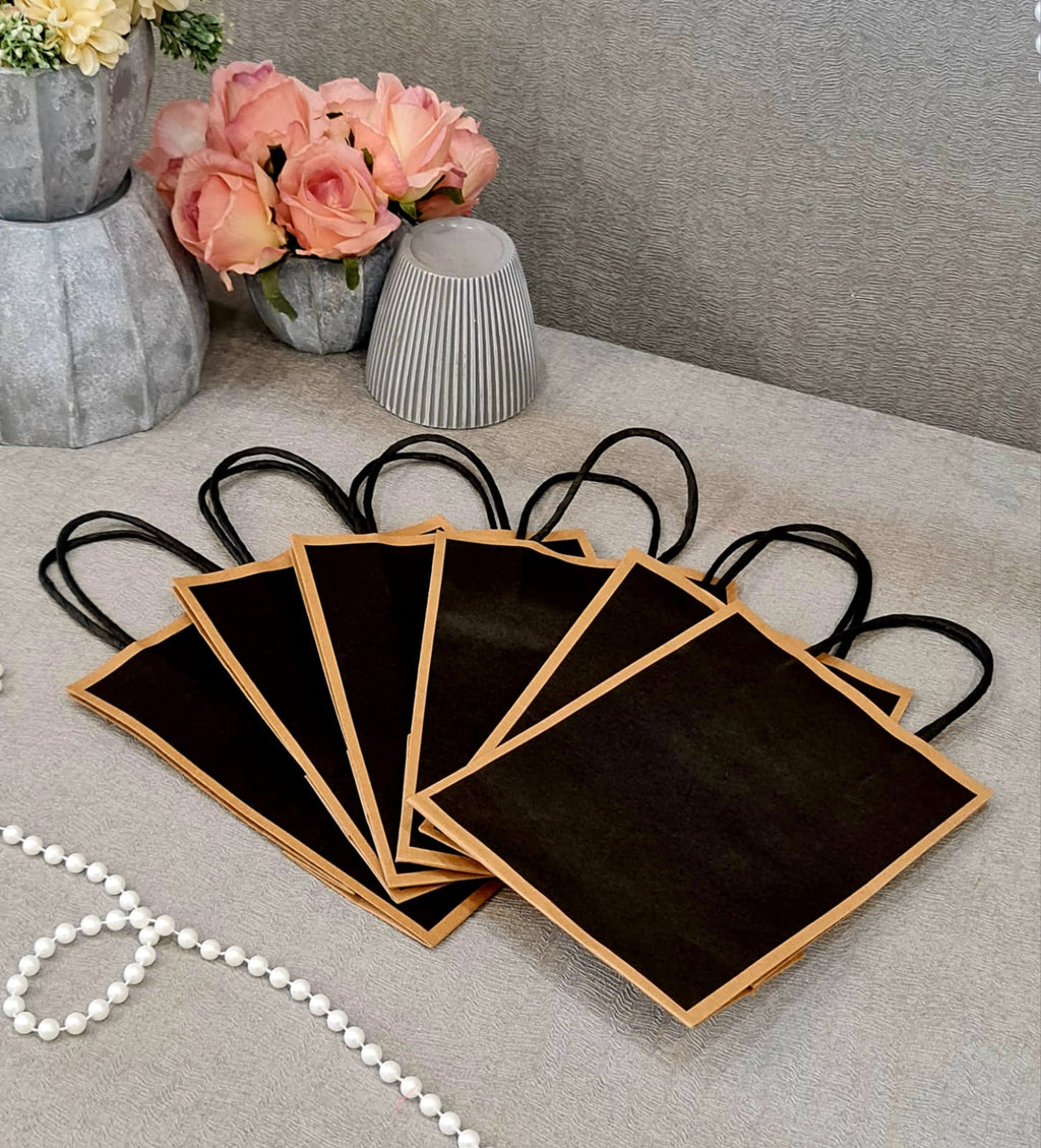 Small Size BLACK (21 X15 X8 cm) Paper Bags With Handle Gift Paper bag, Carry Bags, gift For Valentine Gifting, marriage Return Gifts, Birthday, Wedding, Party, Season's Greetings - Image 5