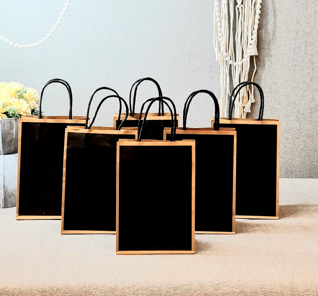 Small Size BLACK (21 X15 X8 cm) Paper Bags With Handle Gift Paper bag, Carry Bags, gift For Valentine Gifting, marriage Return Gifts, Birthday, Wedding, Party, Season's Greetings - Image 4