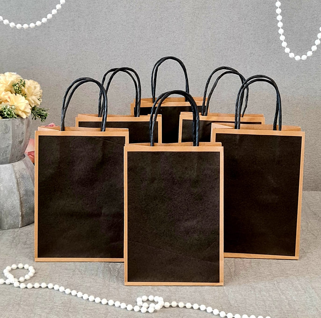Small Size BLACK (21 X15 X8 cm) Paper Bags With Handle Gift Paper bag, Carry Bags, gift For Valentine Gifting, marriage Return Gifts, Birthday, Wedding, Party, Season's Greetings - Image 2