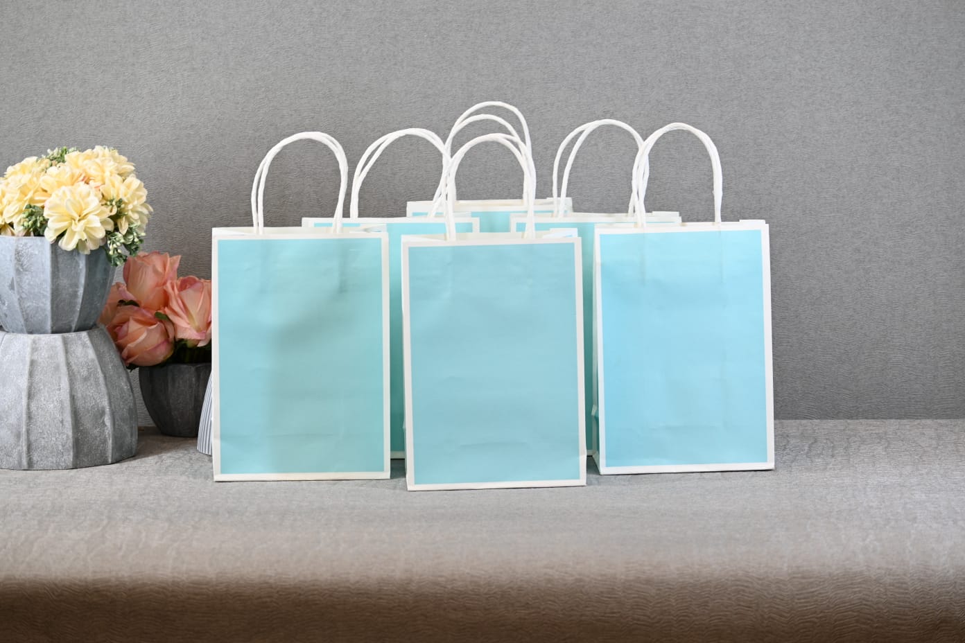 Small Size Aqua Blue (8.27X5.91X3.15 inch) Paper Bags With Handle Gift Paper bag, Carry Bags, gift For Valentine Gifting, marriage Return Gifts, Birthday, Wedding, Party, Season's Greetings - Image 3