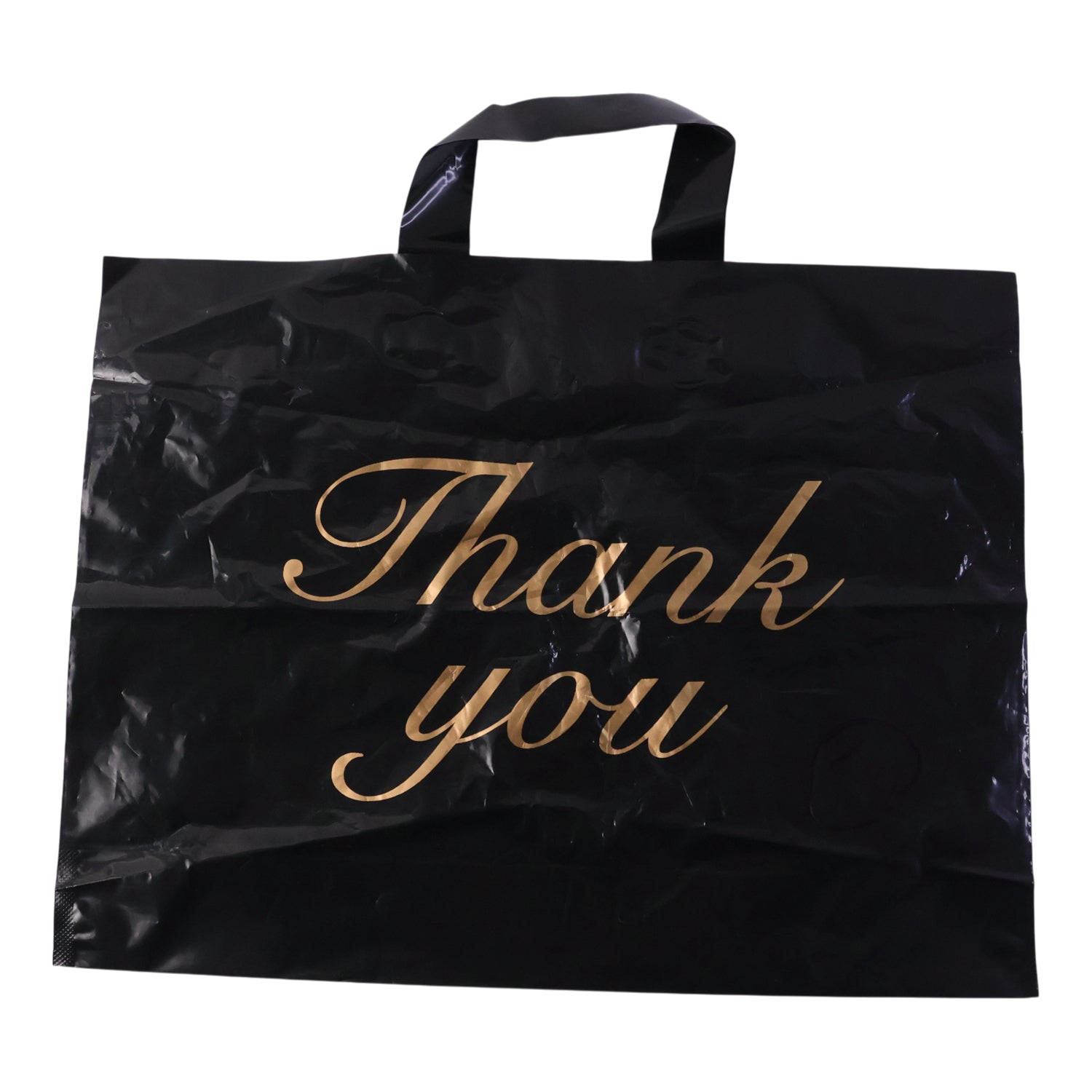 Large Black Thank You Printed Plastic Carry Bag (34  44 Cm 1 Pc)