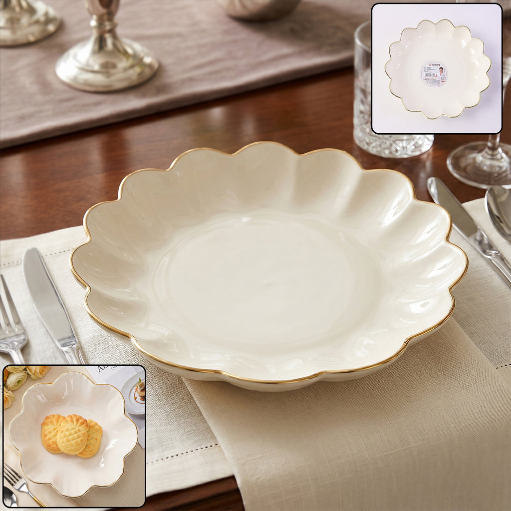 Lotus Flower Decorative Serving Tray Stylish Snack Dry Fruit Platter (1 Pc)