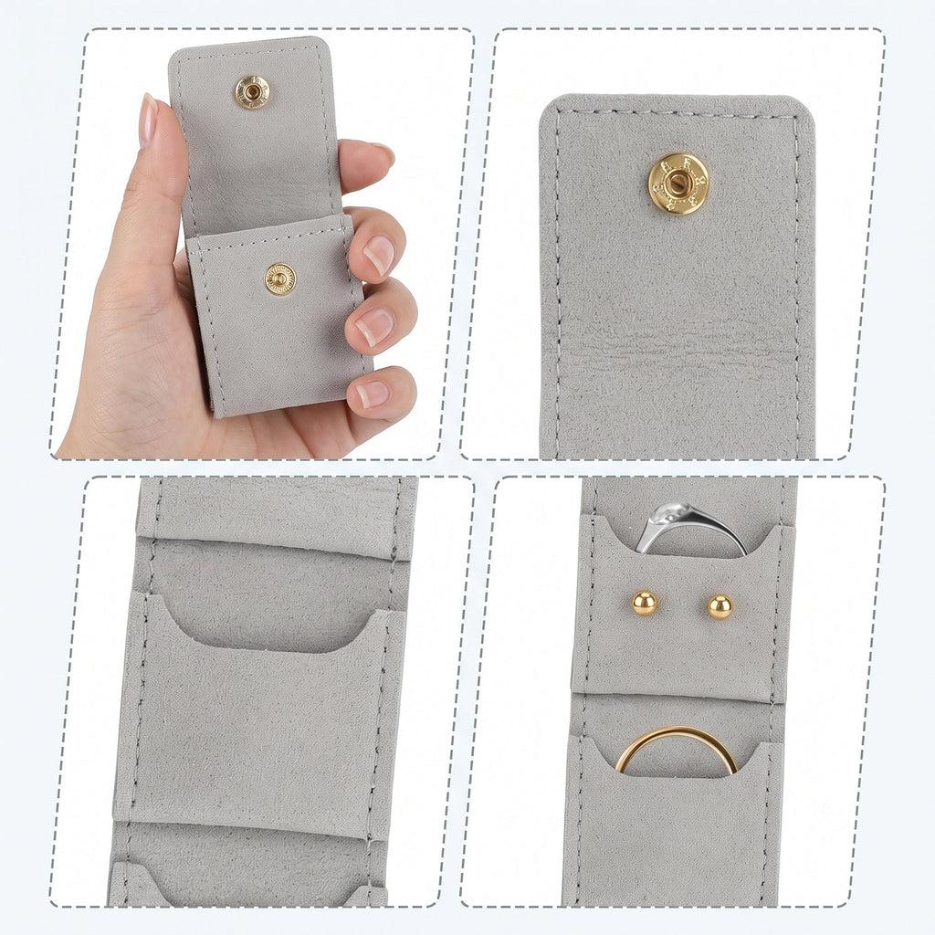 Portable Travel Jewelry Roll Bag 4 Pocket Foldable Organizer Pouch (1 Pc)
