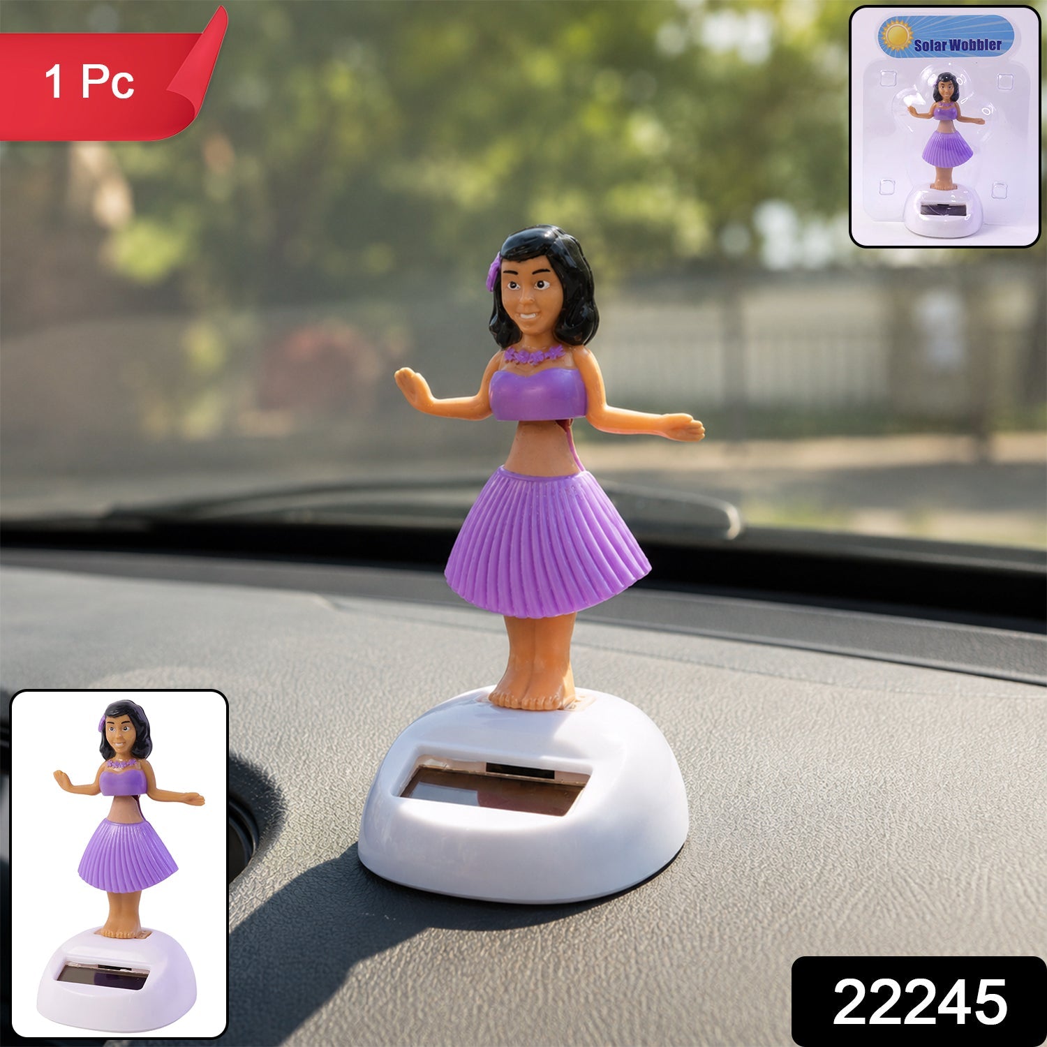 Solar Powered Dancing Hula Doll Bobble Toy For Car Dashboard Decor (1 Pc)