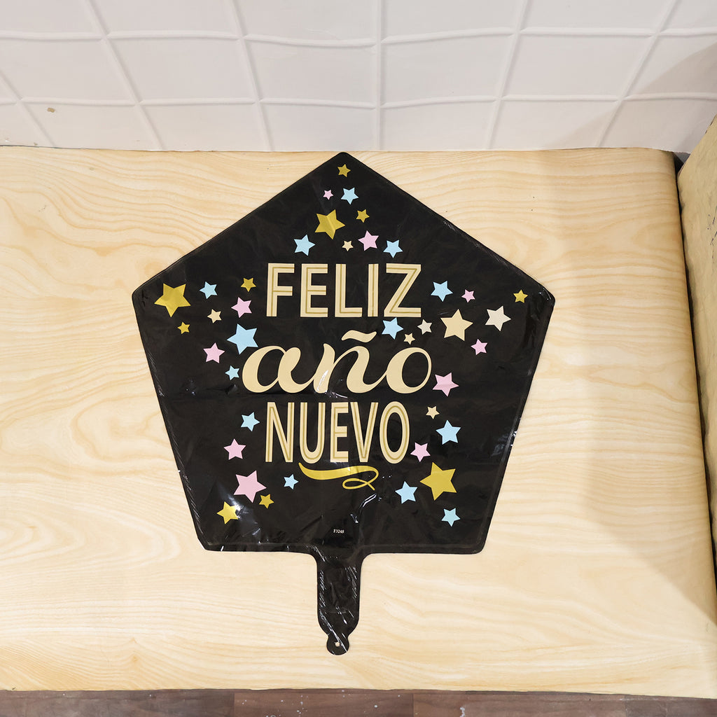 Black Star Feliz Ano Nuevo Foil Balloon For Celebration (1 Pc)