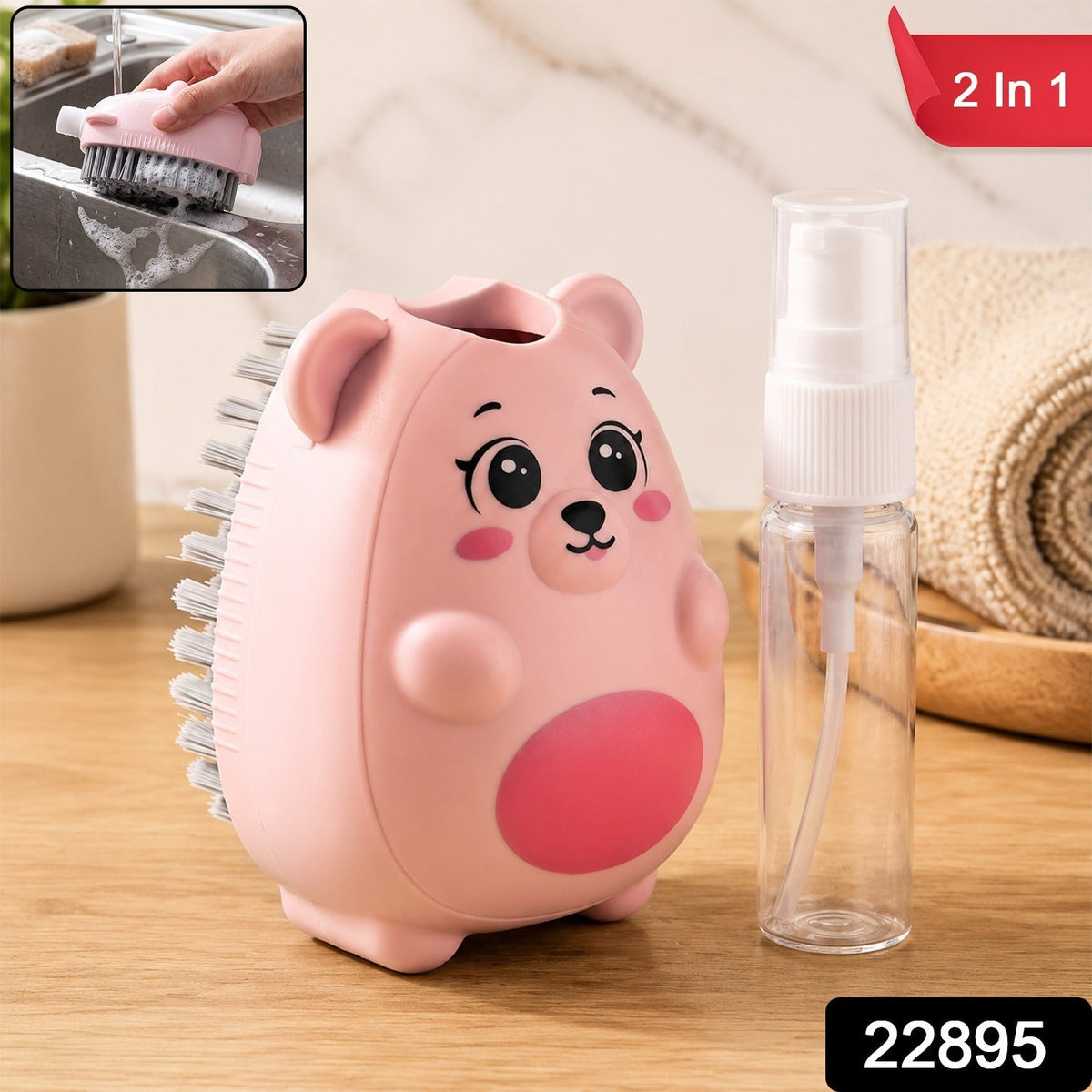 Built-In Soap Dispenser Cleaning Brush for Kitchen & Bath