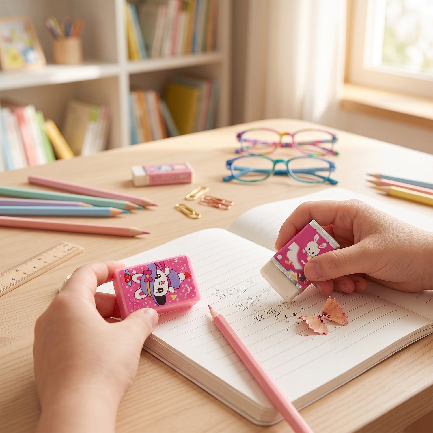 Kids School Stationery Set 4 In 1 Flexible Pencils Eraser Sharpener (1 Set)