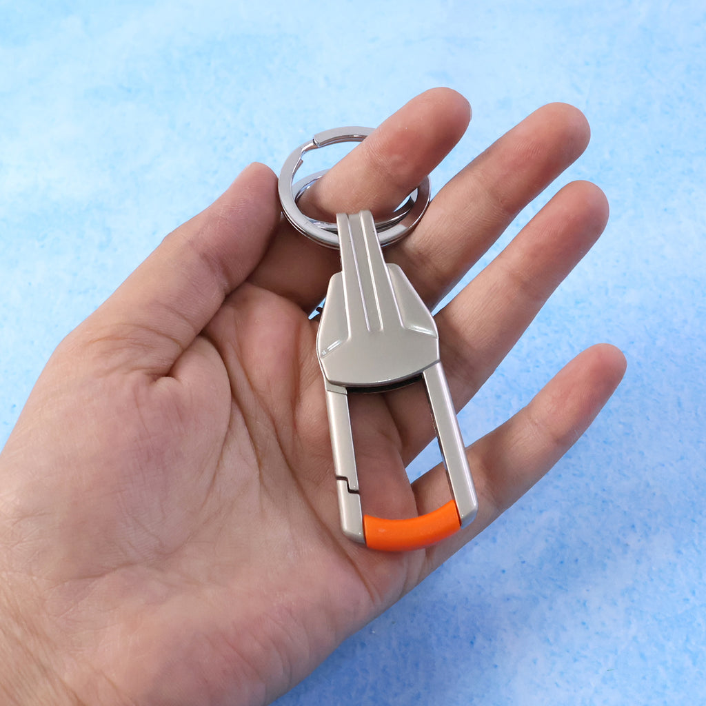 Premium Stylish Metal Key Holder With Safety Lock Clip Keychain (1 Pc)