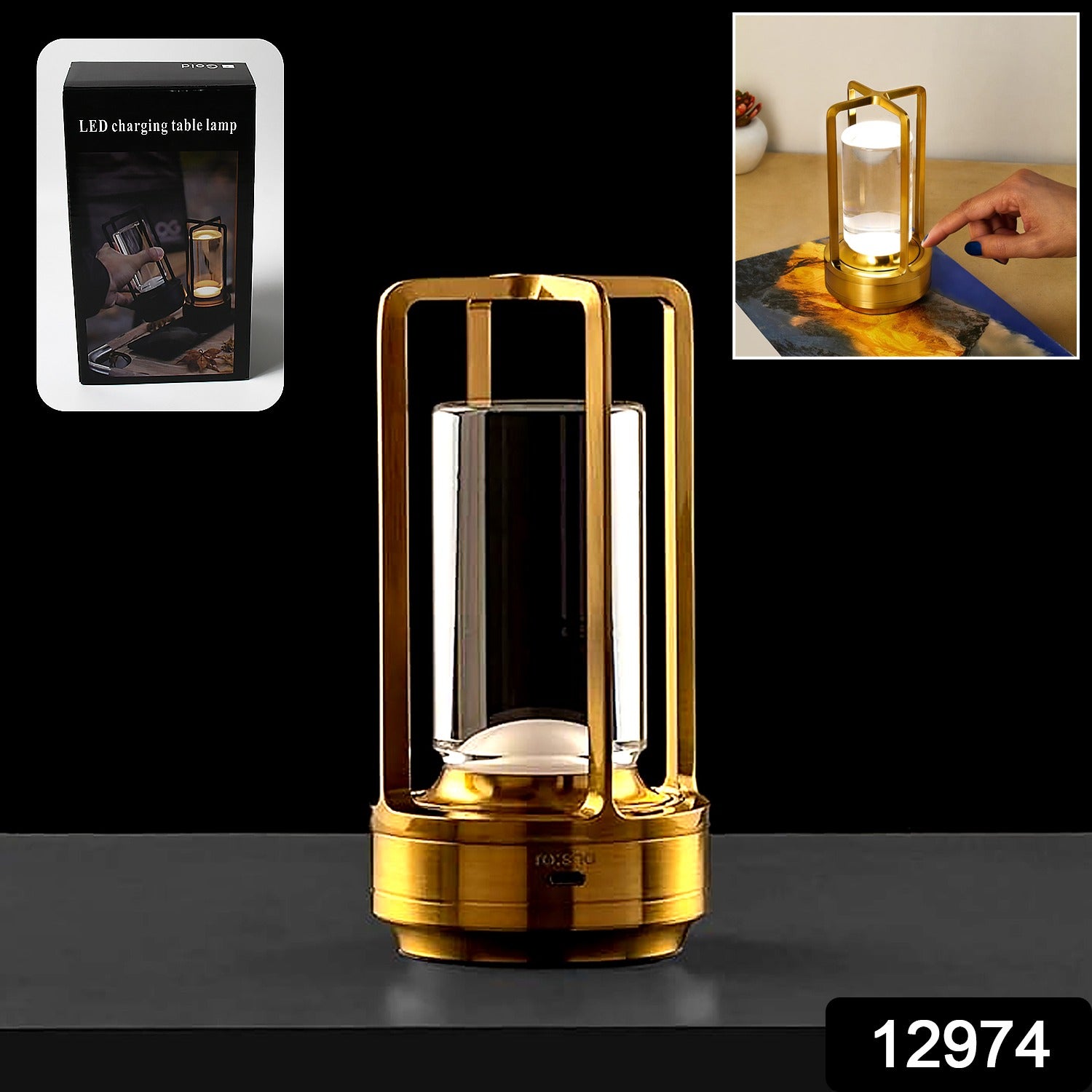 12974 Crystal Lantern Lamp Crystal Lantern Table Lamp 3 Colors Rechargeable Cordless Led Lights For Restaurant  Bedroom Lights (1 Pc)