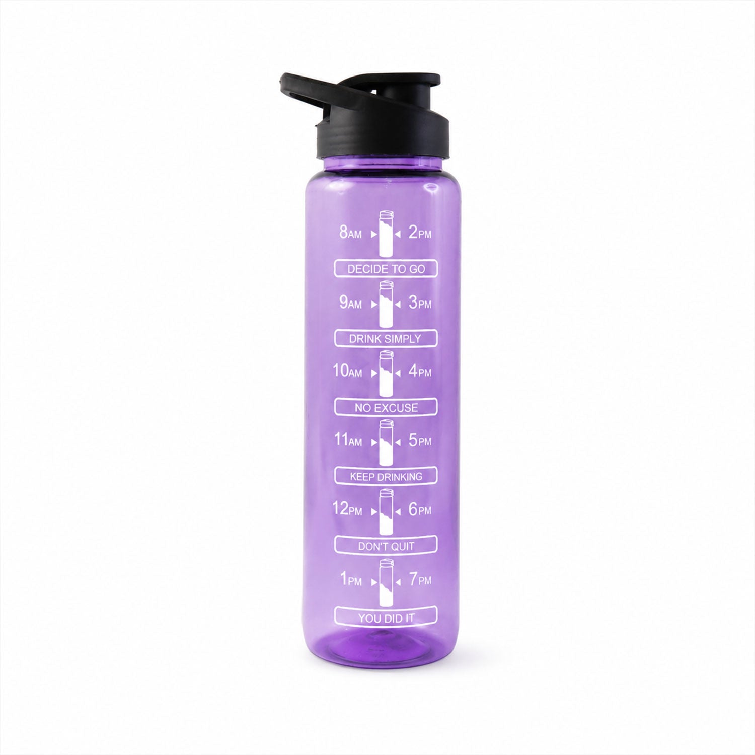 Plastic Motivational Water Bottle With Time Marker And Flip Lid (1000 Ml)