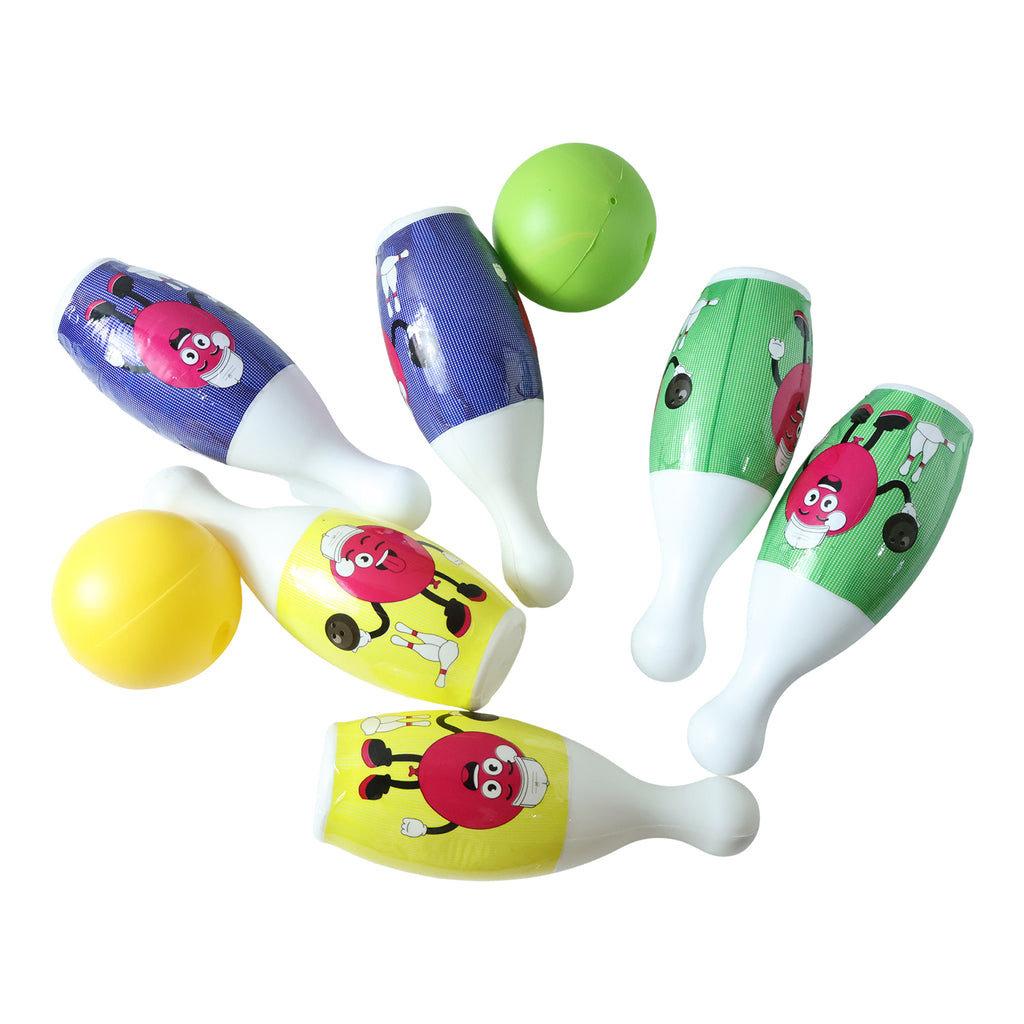 Kids Bowling Set With 6 Colorful Pins And 2 Balls (1 Set)