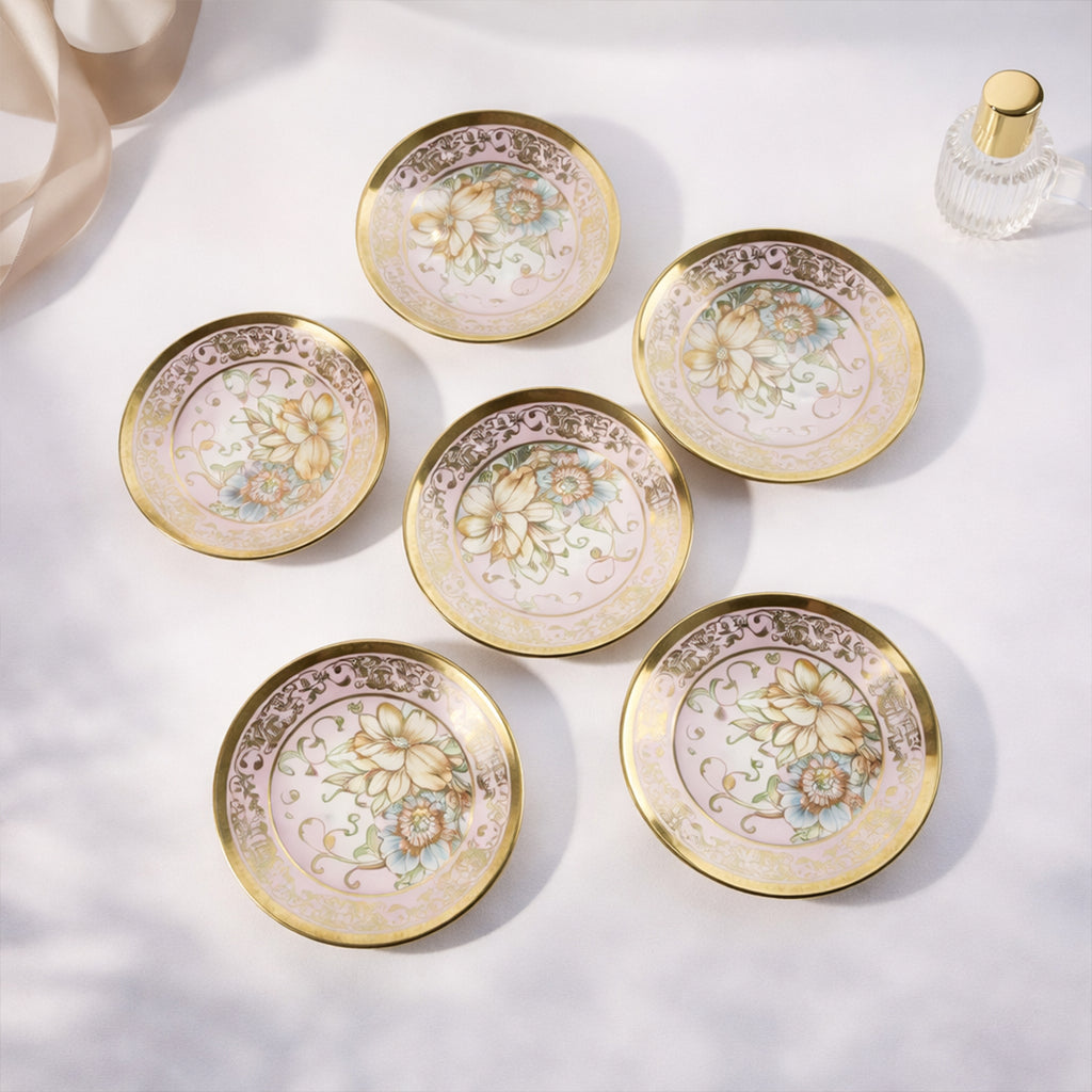 Premium Floral Porcelain Tea Cup And Saucer Set (12 Pc Set)