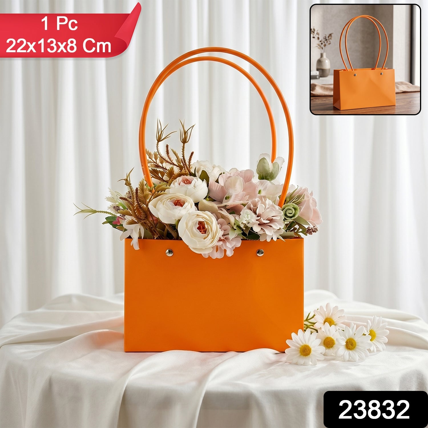 Stylish Foldable Flower Packaging Bag With Handle For Bouquet And Gifting (1 Pc)