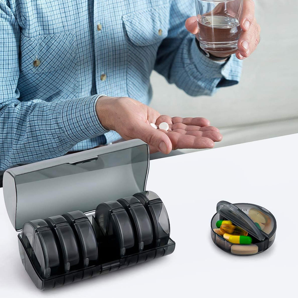 6989 Weekly Pill Organizer 2 Times A Day Travel 7 Day Pill Box Twice A Day Daily Medicine Pill Case With Large Compartments