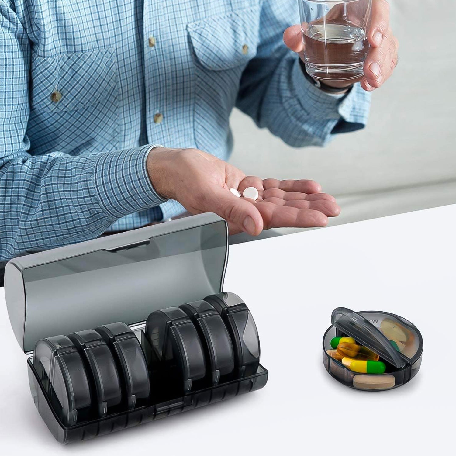 6989 Weekly Pill Organizer 2 Times A Day Travel 7 Day Pill Box Twice A Day Daily Medicine Pill Case With Large Compartments