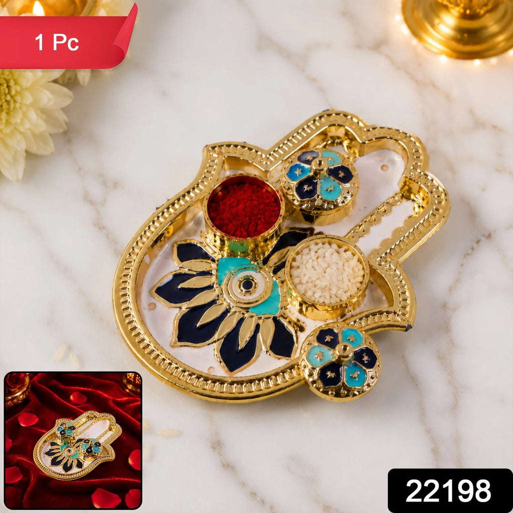 Hand Shaped Kankavati Kumkum Holder For Puja And Tilak Rituals (1 Pc)