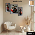 Flower Vase 3 Panel Mdf Wall Frame Home Decor Floral Art 16.5x12in (1 Pc)