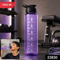 Plastic Motivational Water Bottle With Time Marker And Flip Lid (1000 Ml)