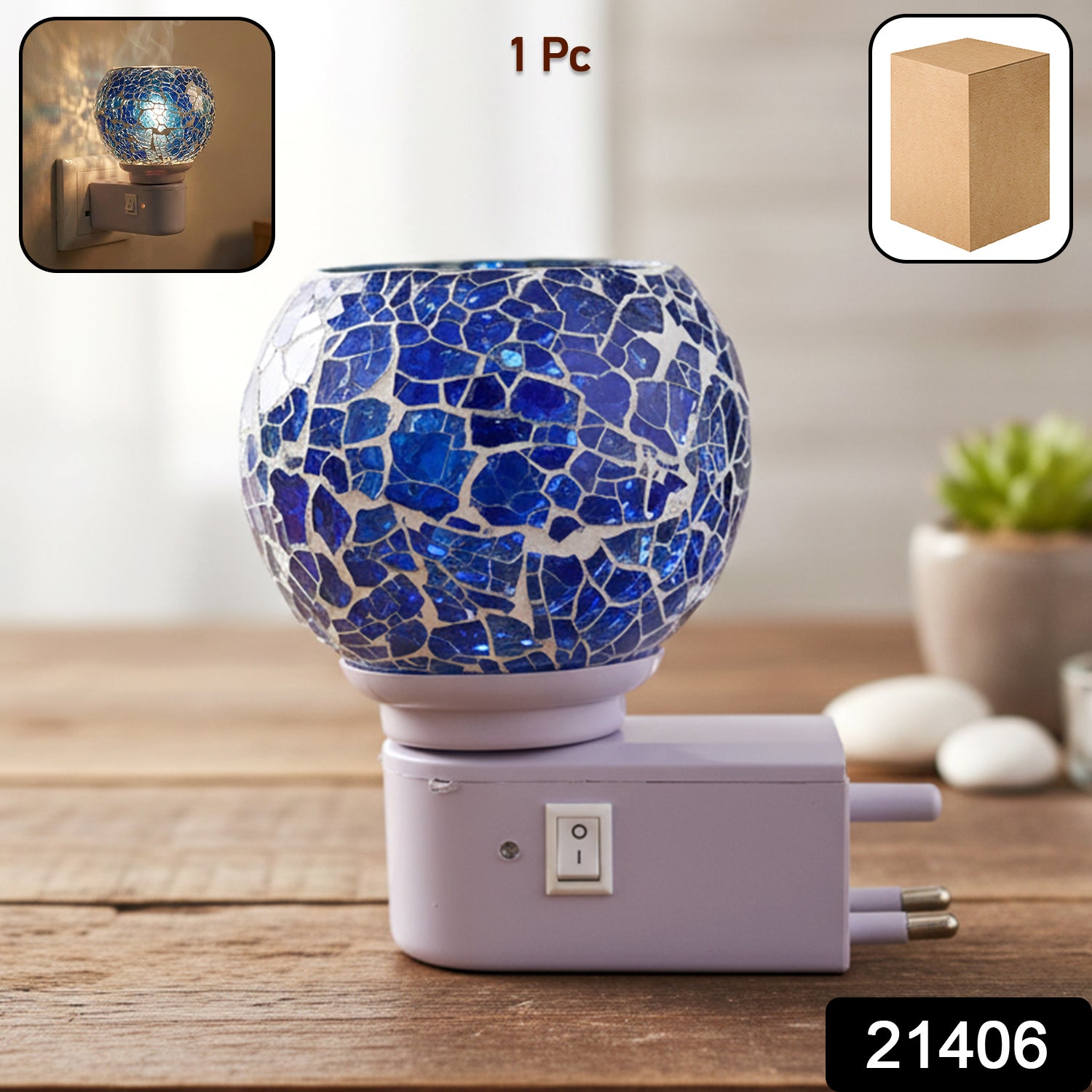 Kapoor Dani Mosaic Glass Electric Night Lamp (1 Pc)