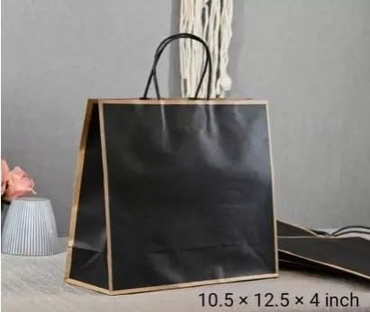 Large Size Black(27 X 32 X 11 cm) Paper Bags With Handle Gift Paper bag, Carry Bags, gift For Valentine Gifting, marriage Return Gifts, Birthday, Wedding, Party, Season's Greetings - Image 2