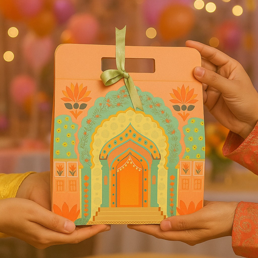 Affordable Peach Rajwadi Hamper Multipurpose Decorative Folding Paper Cardboard Box DIY Box for Gift Hamper, Diwali Gifting, Wedding gifting (Big) - Image 6