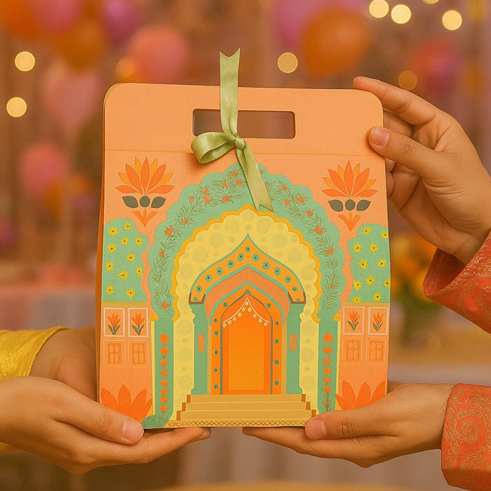 pack of 40pcs Affordable Peach Rajwadi Hamper Multipurpose Decorative Folding Paper Cardboard Box DIY Box for Gift Hamper, Diwali Gifting, Wedding gifting (Big)