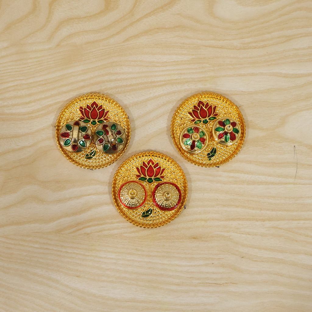 Round Kankavati Kumkum Holder Decorative Pooja Thali With Lotus Design (1 Pc)
