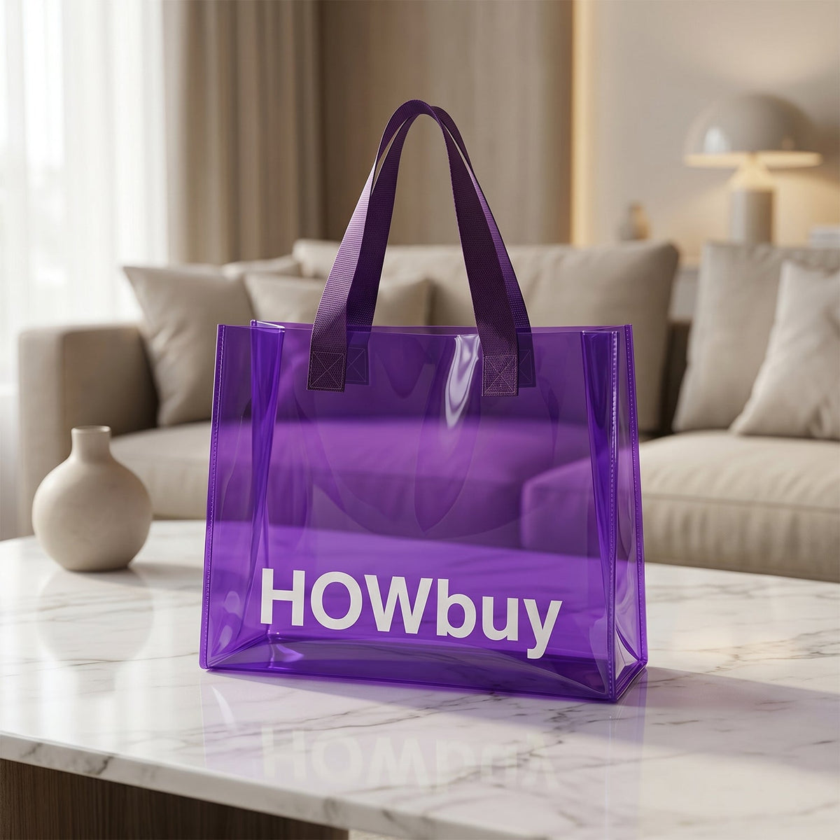 Transparent tote bag ideal for groceries and daily use