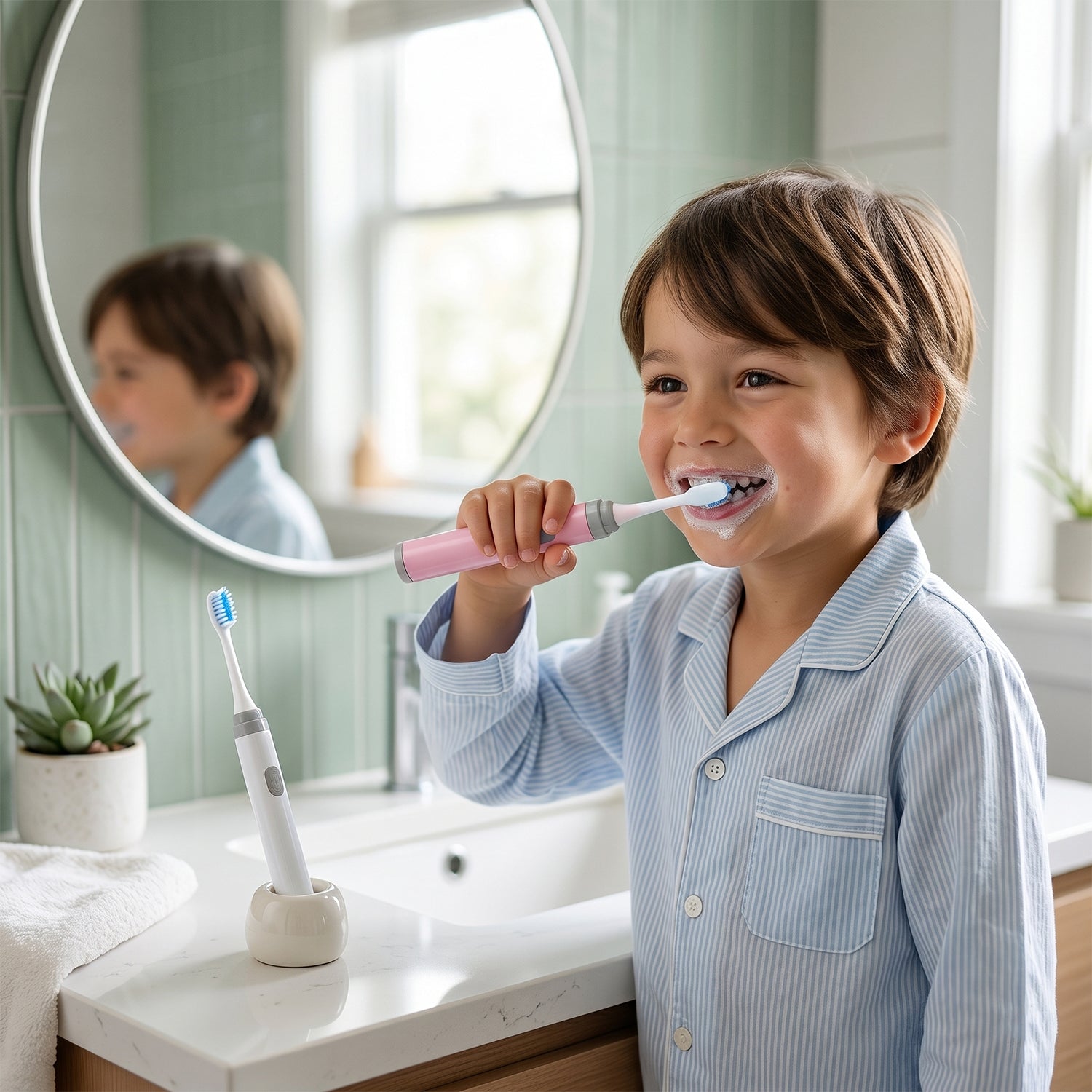 Kids Electric Toothbrush Set With Multiple Replacement Brush Heads (1 Set)