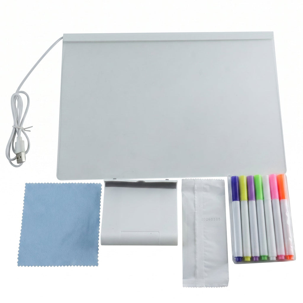 Led Illuminated Drawing Writing Board With 7 Color Markers (1 Set)
