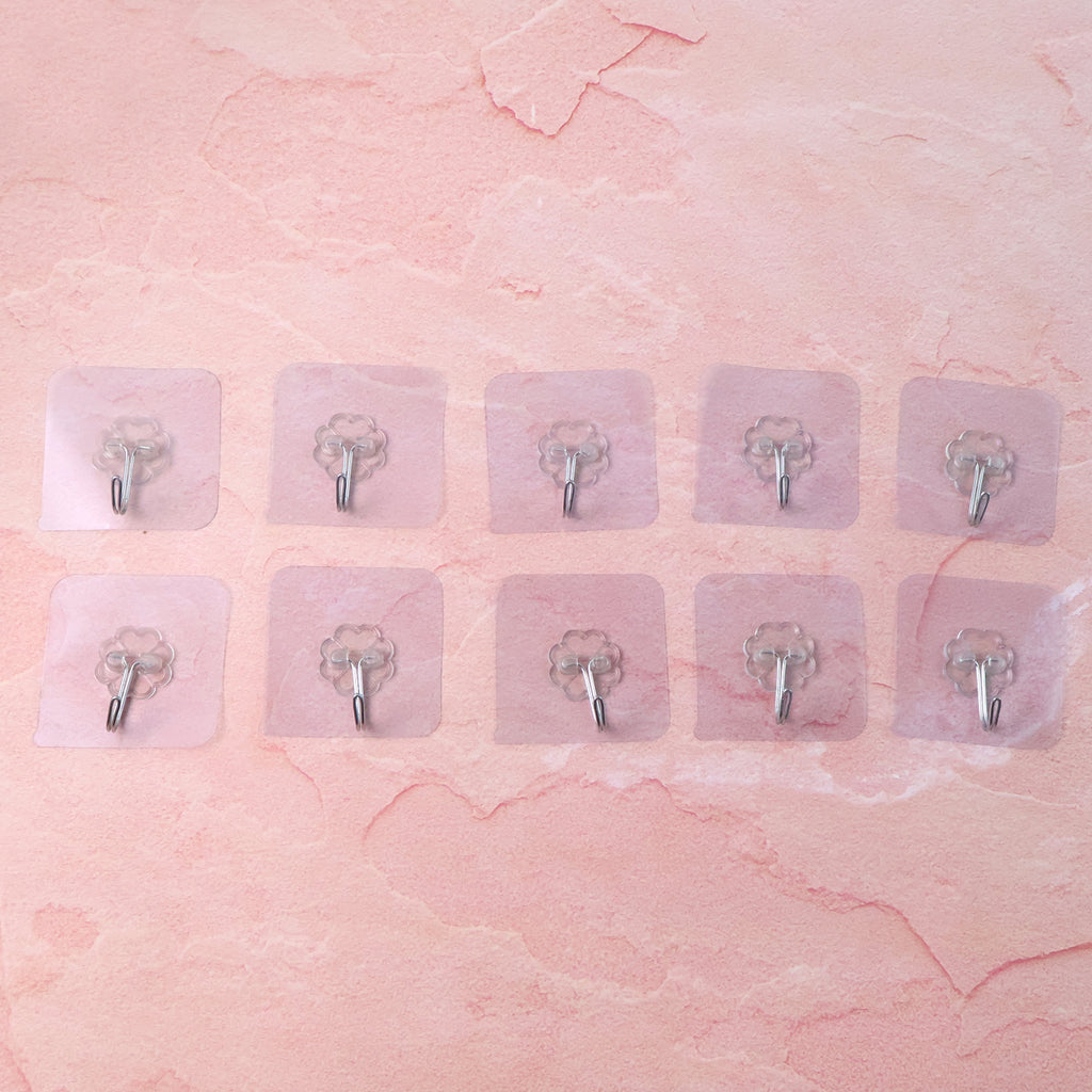 Heavy Duty Flower Adhesive Wall Hooks - (10 Pc  Set)