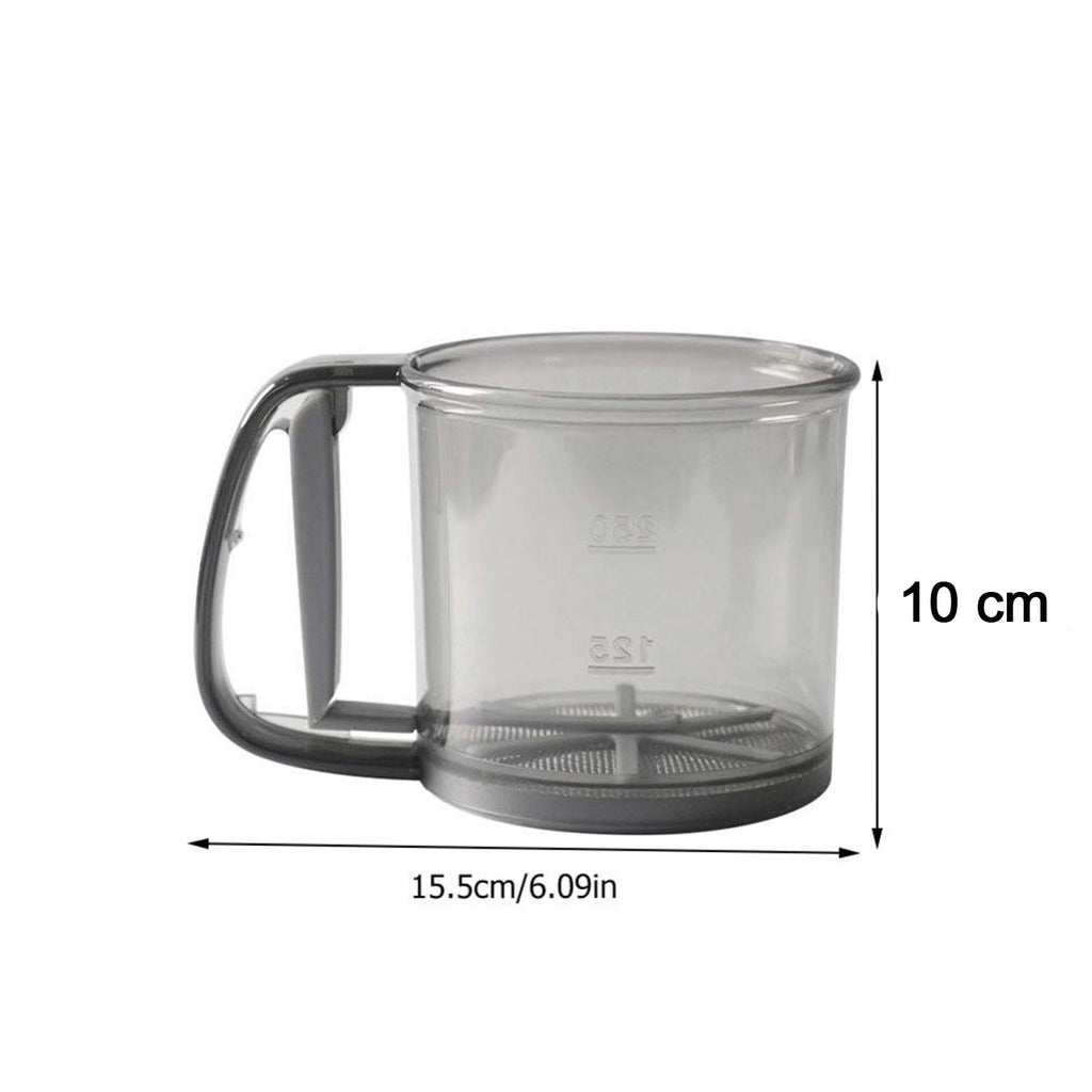 Plastic Flour Sieve Cup With Handle And Fine Mesh Filter For Kitchen Baking
