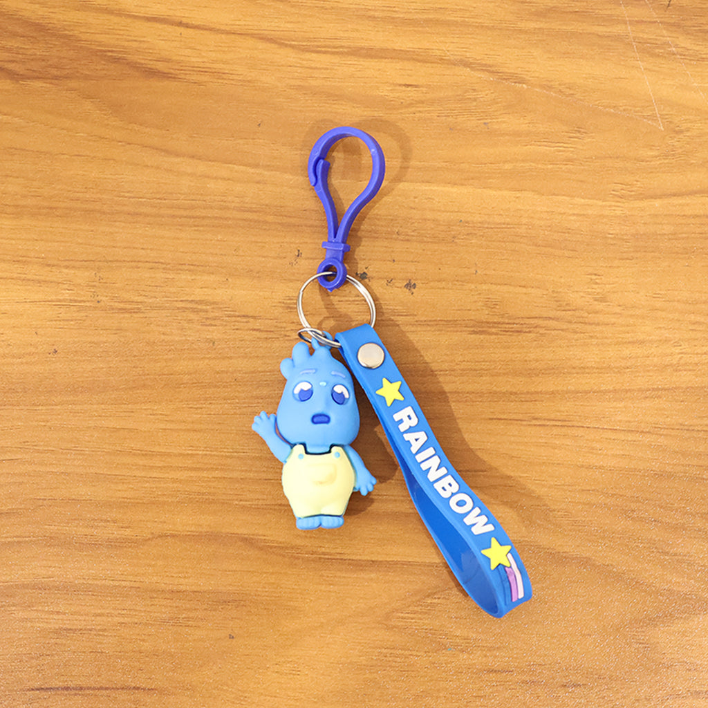 Cute Cartoon Character Keychain With Silicone Strap  Carabiner Clip  1 Pc