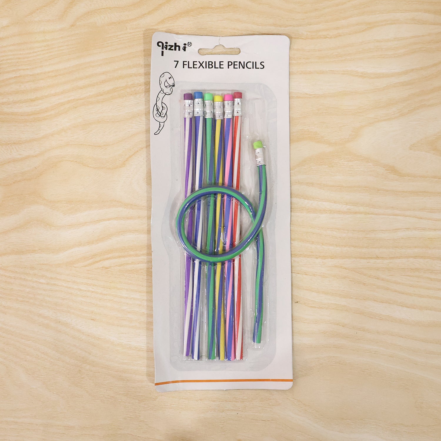 7-piece Multicolored Swirl Design Pencils Set With Eraser